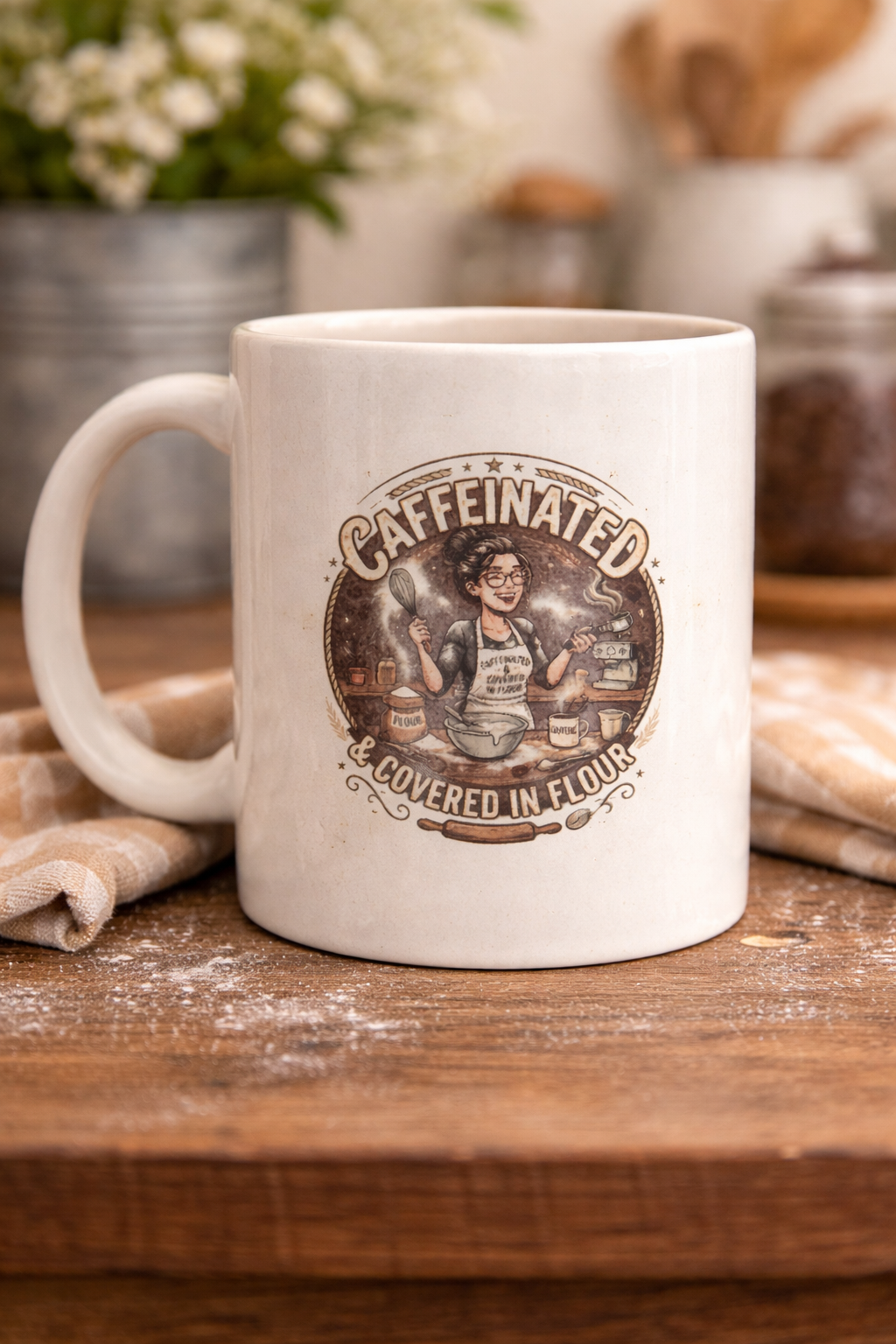 Caffeinated and Covered in Flour Coffee Mug